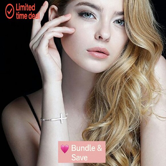 Sterling Silver Cross Infinity Heart Bracelet, 925, 21.5cm, Religious Gift - Picture 7 of 8